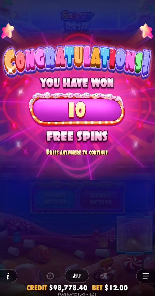 Sugar Rush 1000 1 mobile Bildschirme